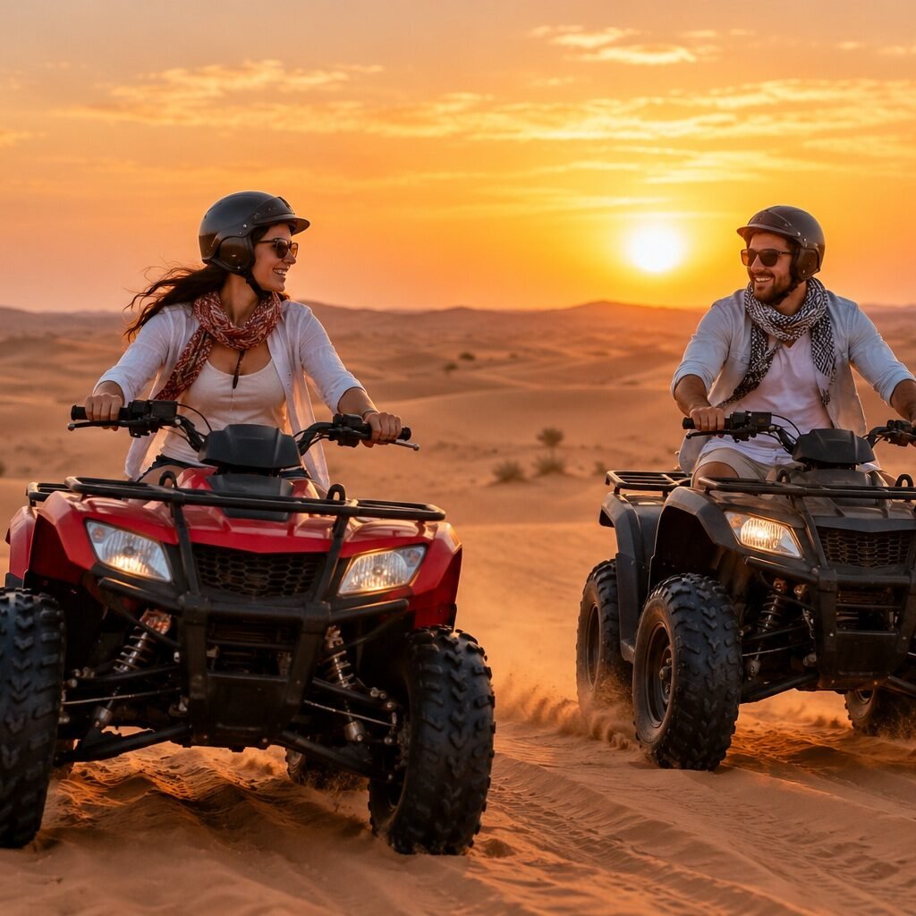Private Couple Desert Safari with ATV and BBQ Dinner