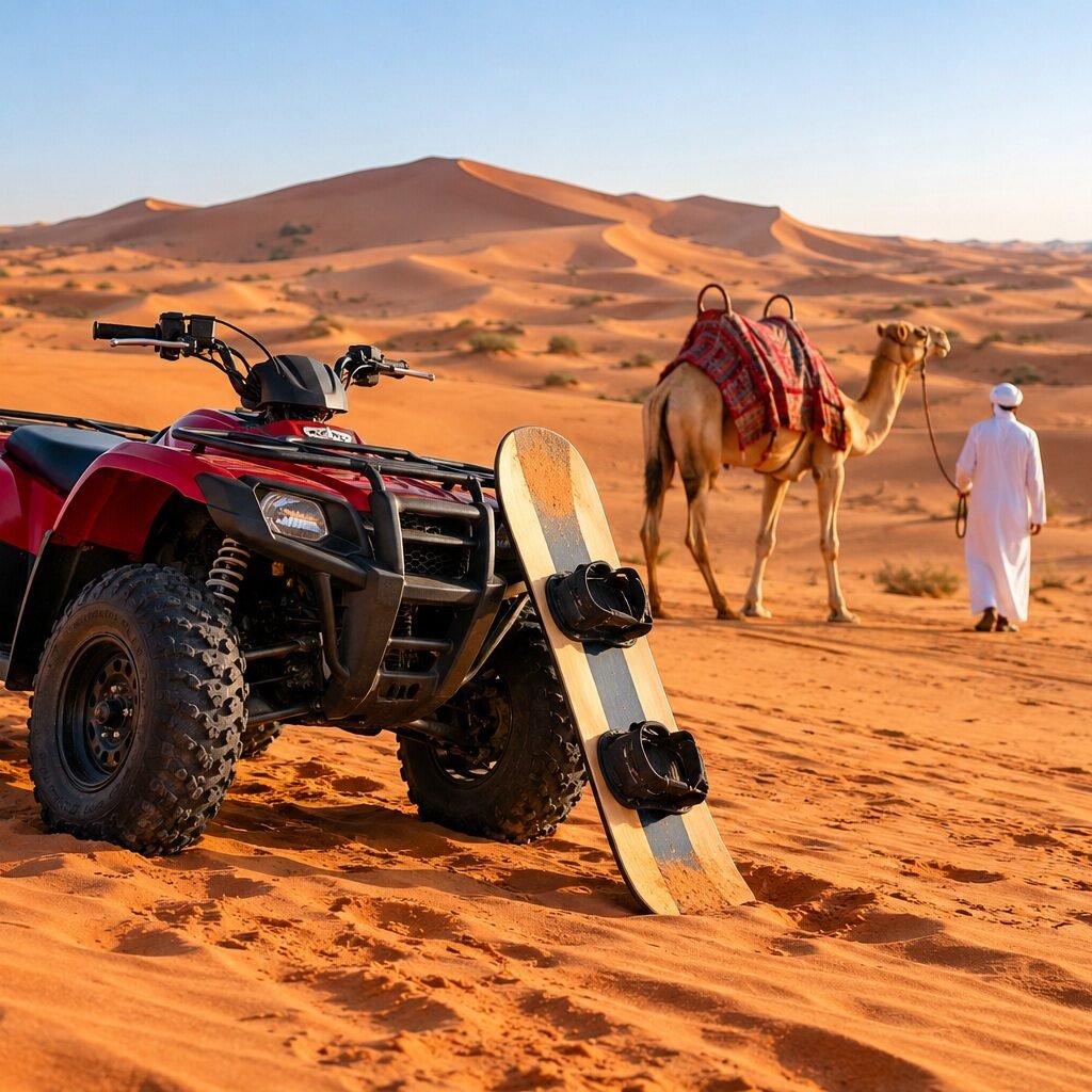 Morning Desert Safari With Quad Bike Camel ride & Sand board