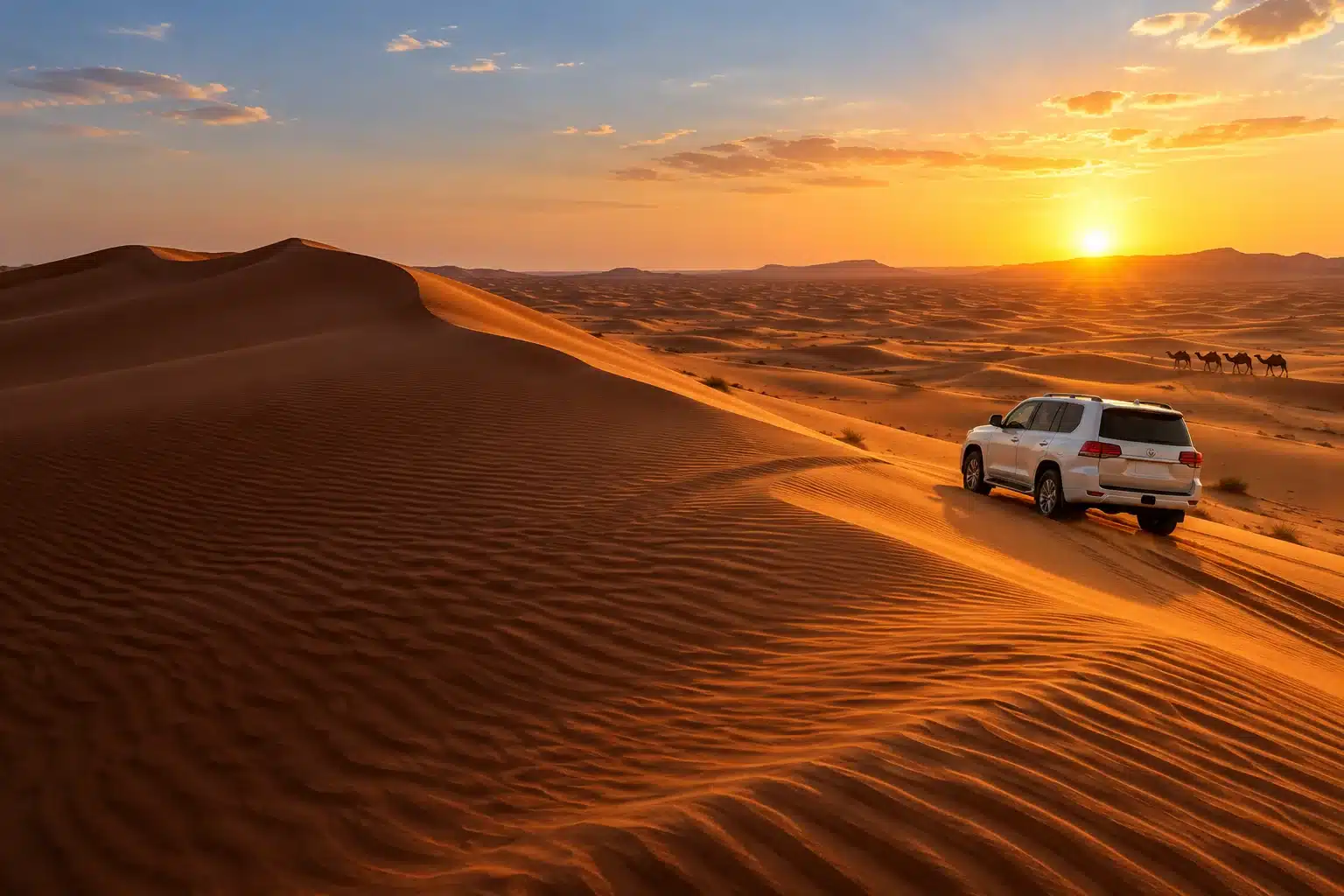 Dubai desert safari across golden dunes